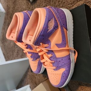 Kids' Jordan 1  Sneakers - Purple and Orange
